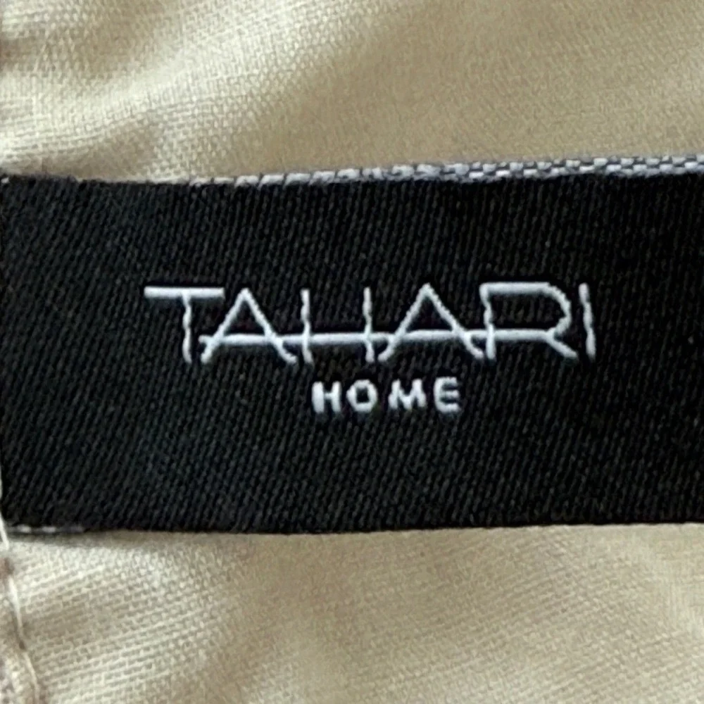 Tahari Home Table Runner Unisex 67x14 Beige Excellent Embroidered Damask Linen